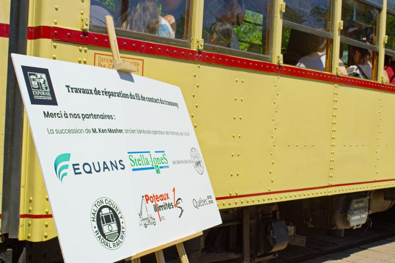 Sign with the partner of the old tram project
