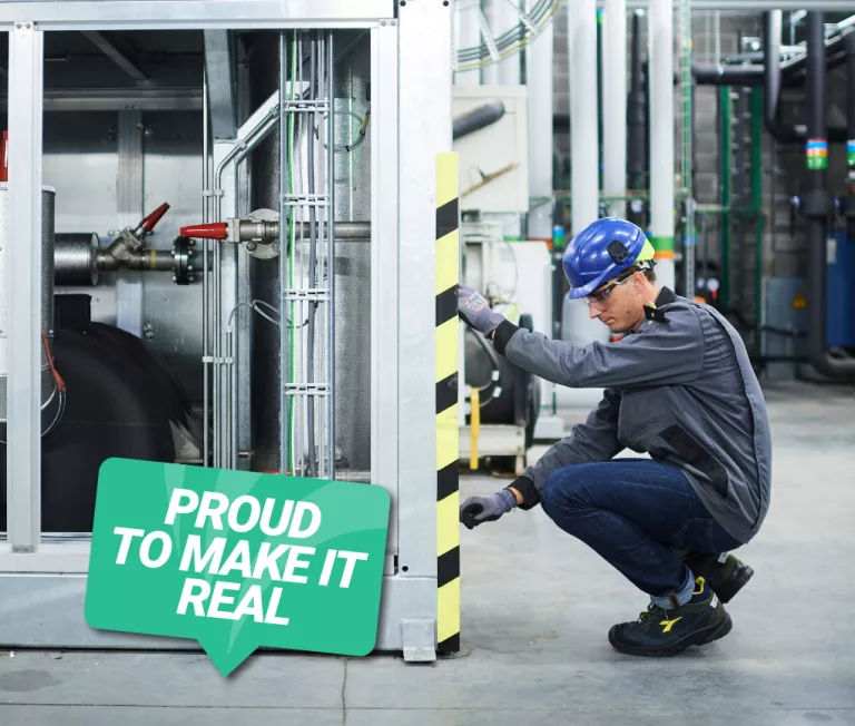 Technician checking consumption of an utility