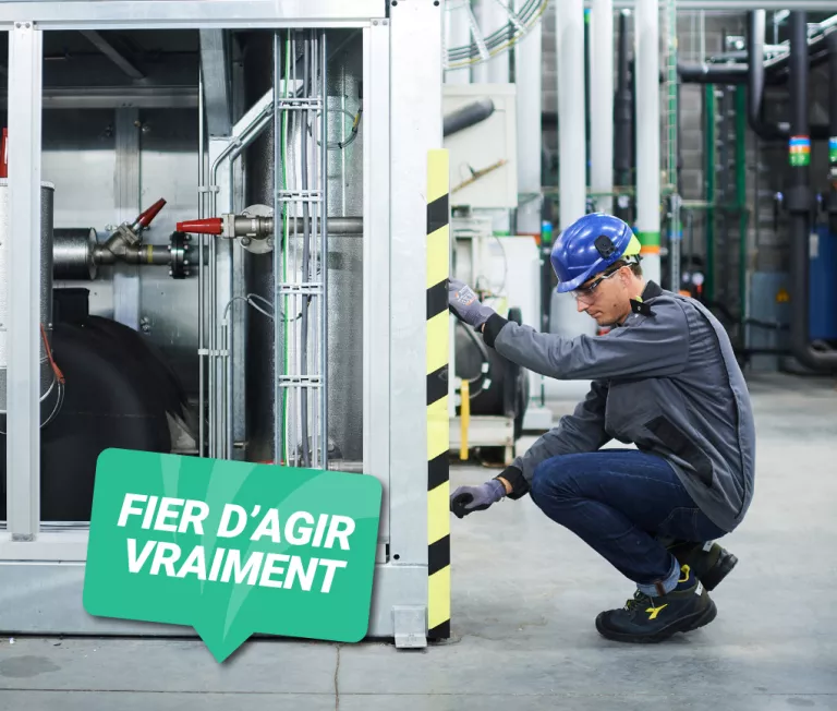Technician checking consumption of an utility