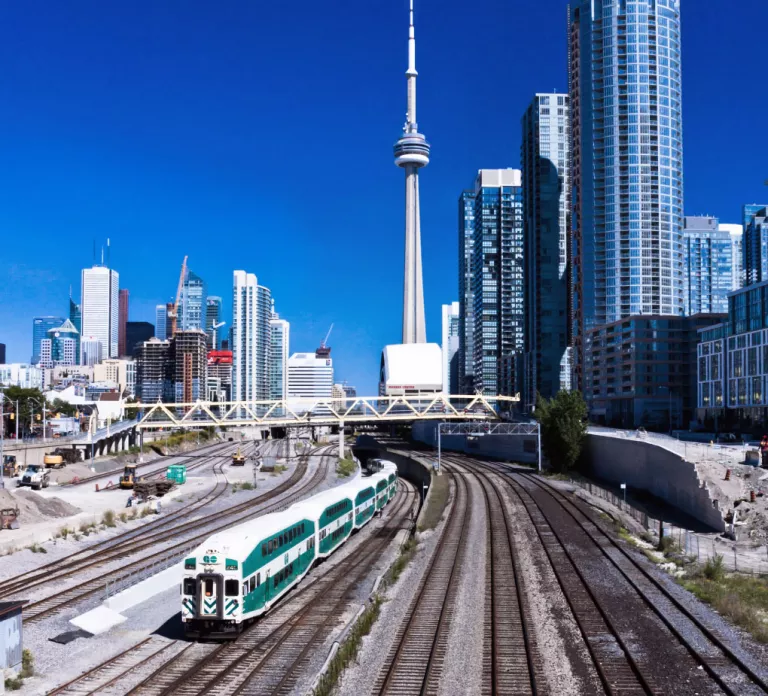 Toronto building skyline from the train station