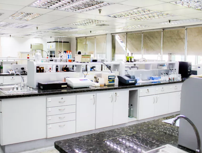 Interior of a laboratory full of apparatus and equipment