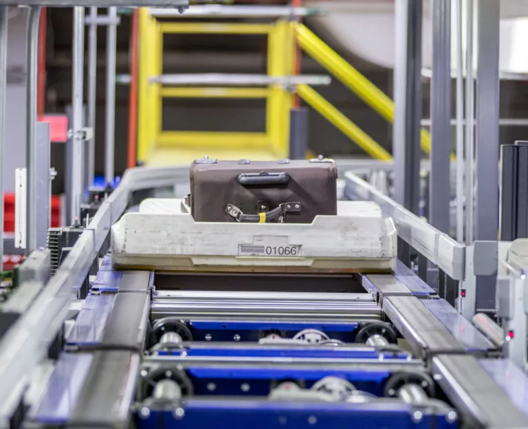 Baggage on a sorting machine