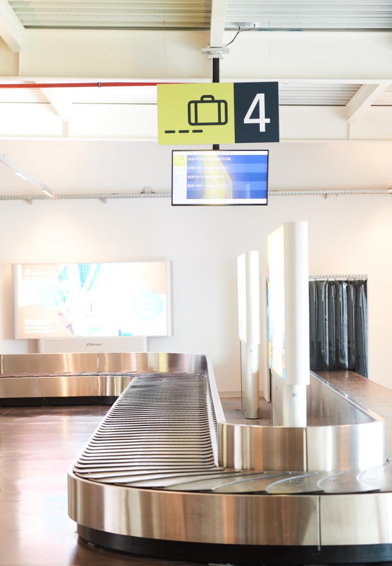Baggage tray in a terminal