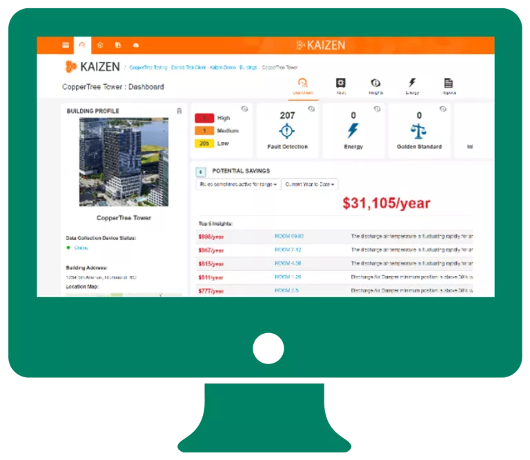Computer screen showing the kaizen tool