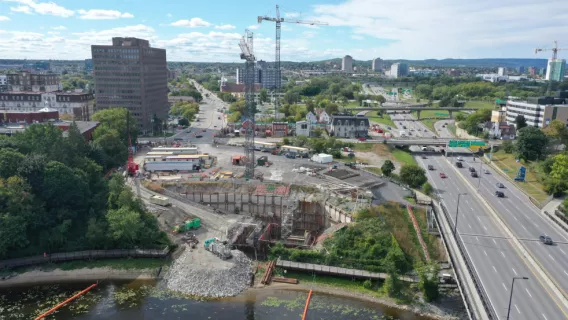 Drone view of the Ottawa bay 