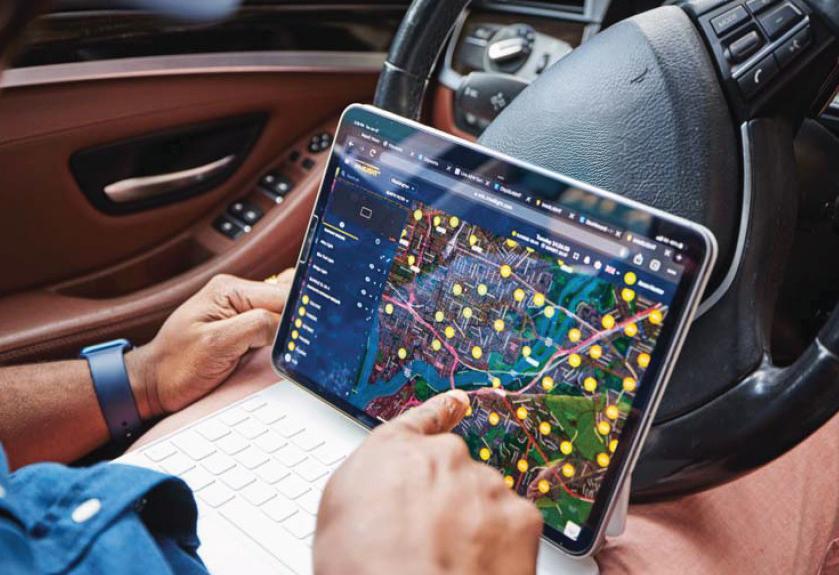 working on a tablet with an application intended for automation