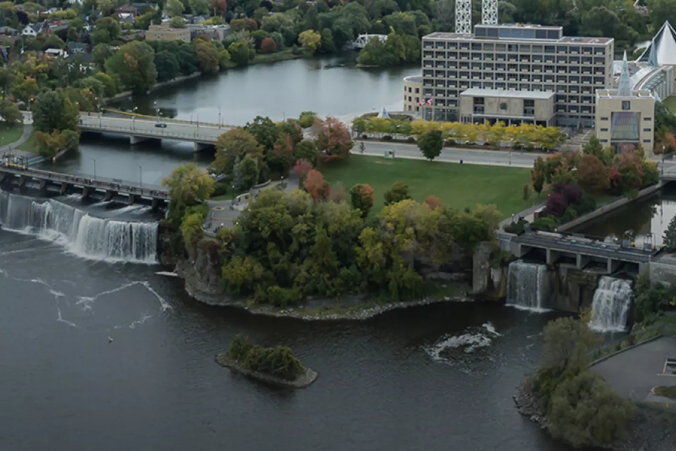 Drone view of the Ottawa bay 