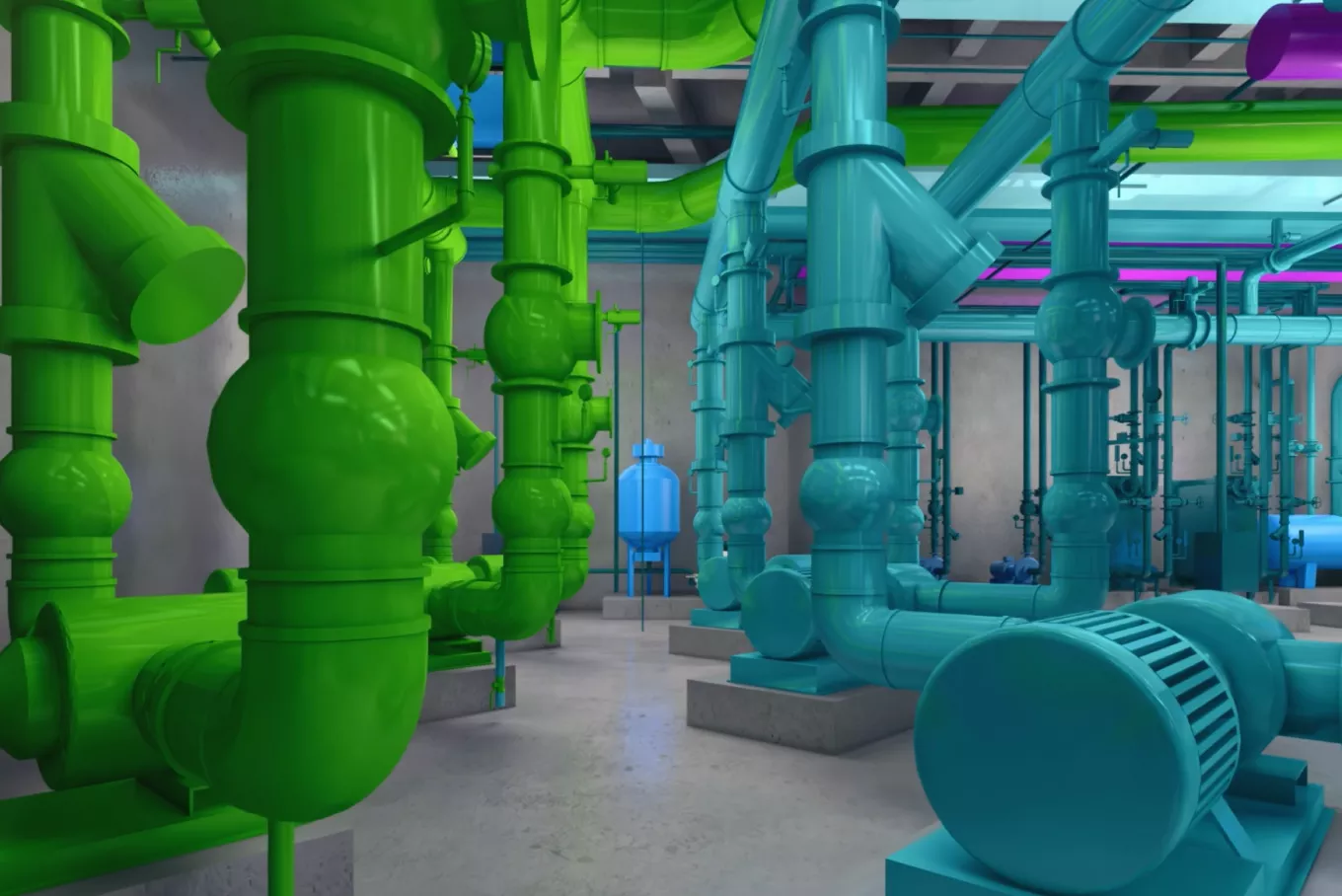 BIM rendering of a HVAC installation