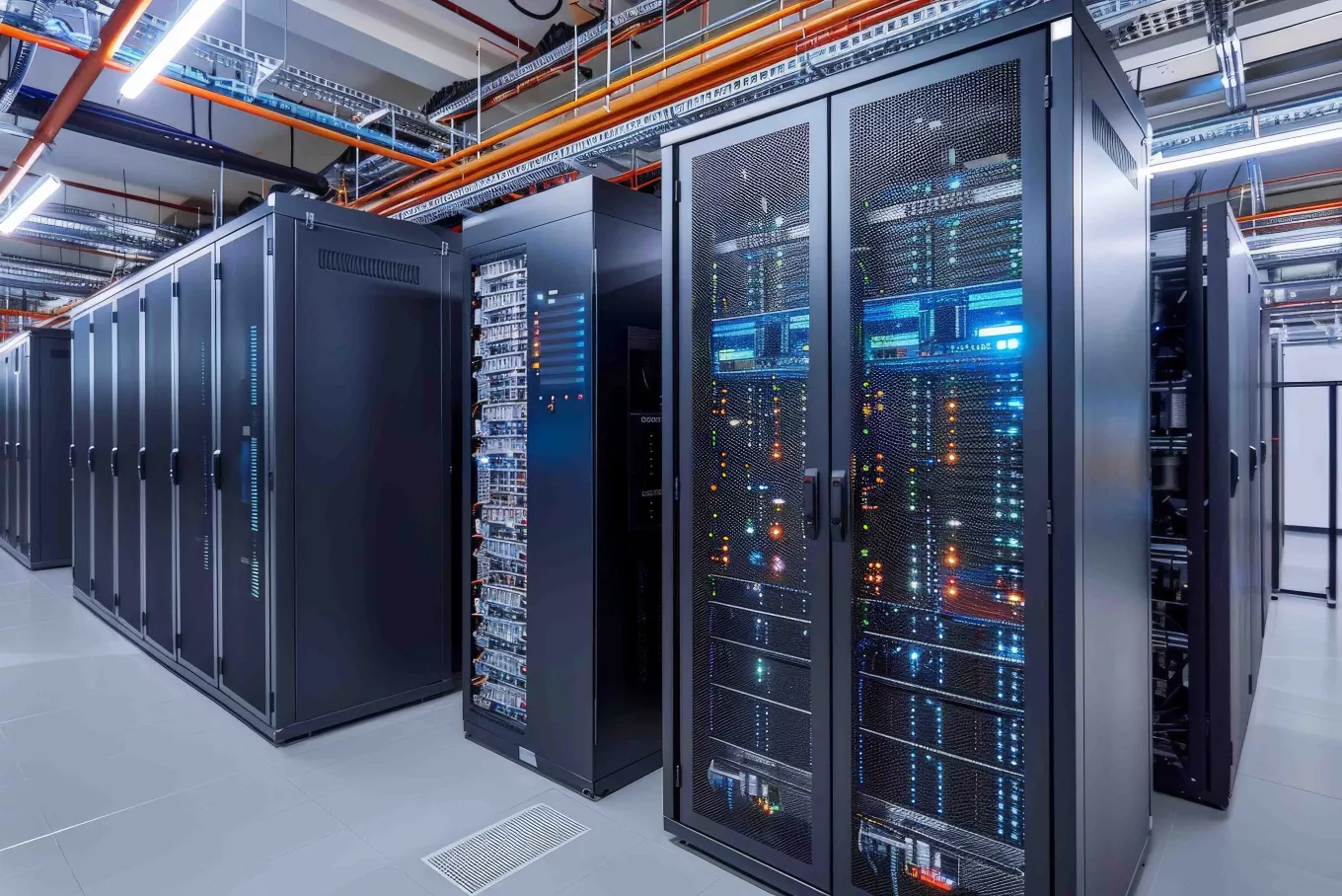 inside a data center or server room