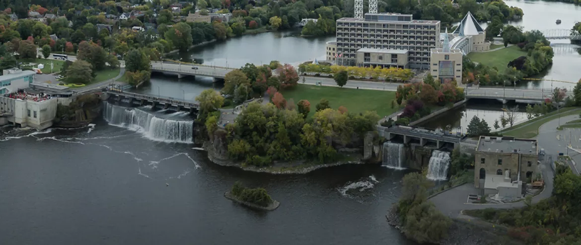 Drone view of the Ottawa bay 