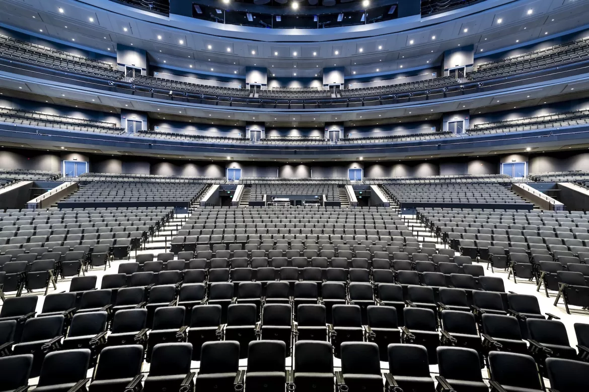 Audience seats at a big auditorium for entertainment and concerts
