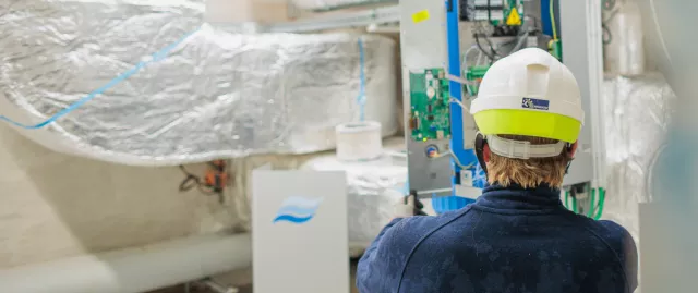 Technician working on a facility