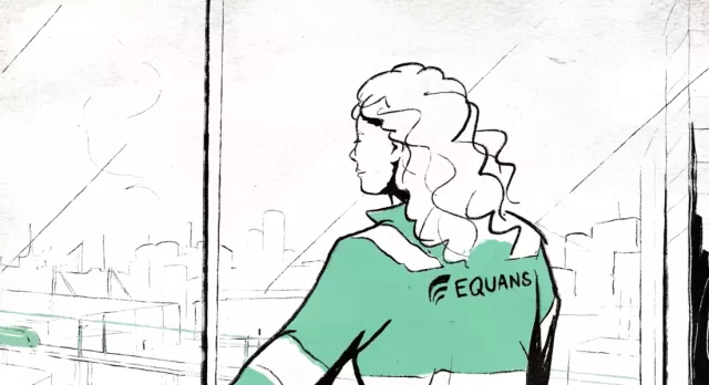 Infographics woman watching a train