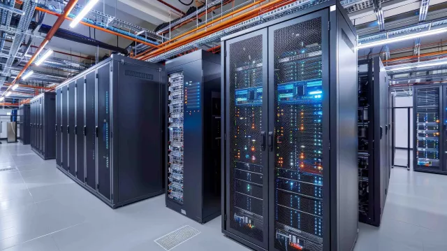 inside a data center or server room
