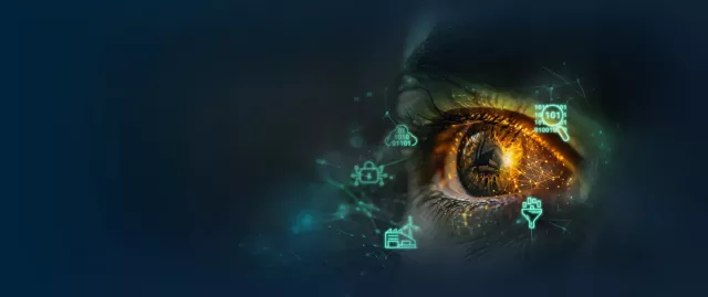 Edit of a eye watching data in the Equans Style