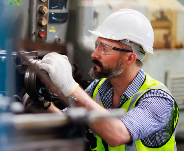 Technician working on machine